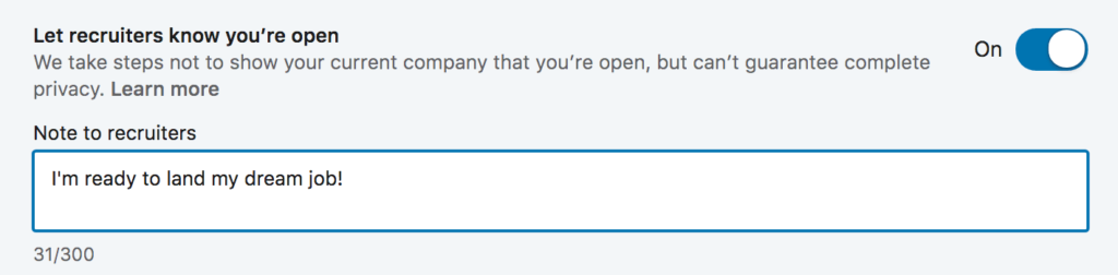 屏幕显示如何让招聘人员找到你的LinkedIn个人资料
